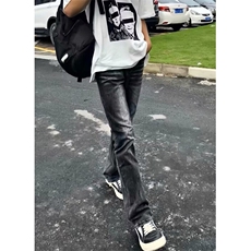 美式高街vibe风重磅水洗黑灰质感微喇弹力修身牛仔裤男N7091，男装牛仔裤，星座1116A（原606A-3）