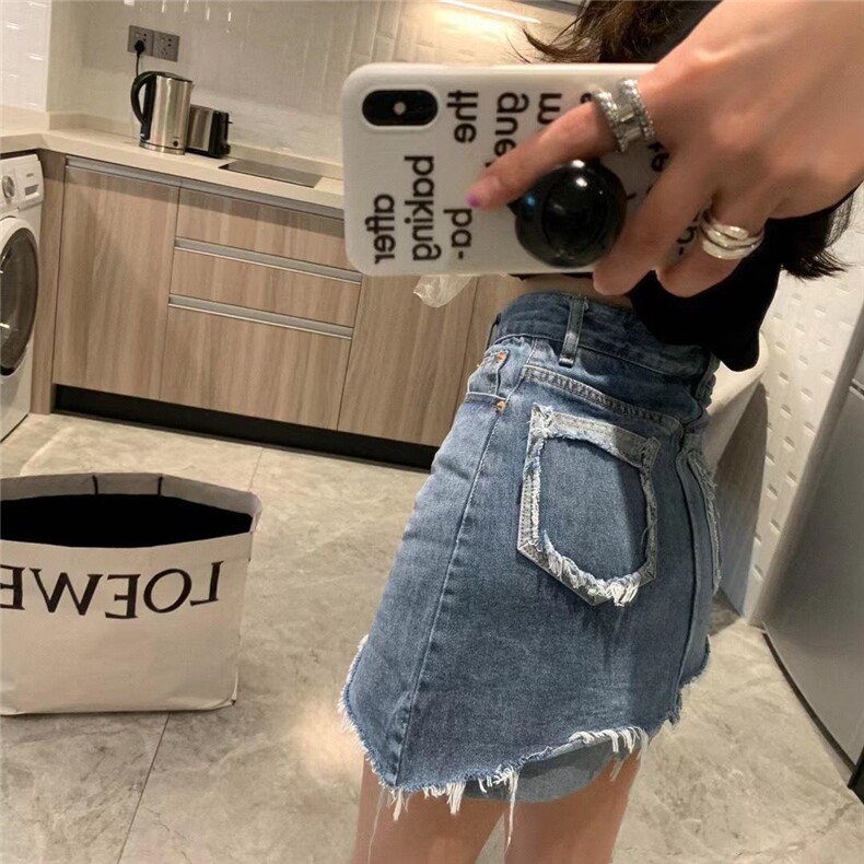 不规则牛仔半裙，女装半身裙，XTZ style