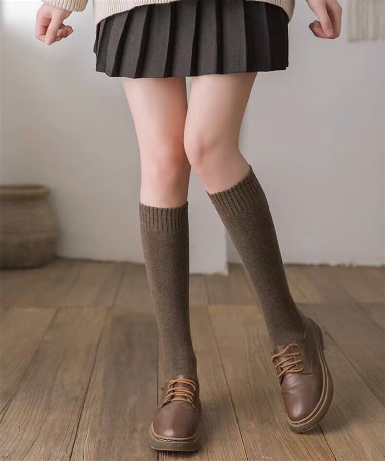 2025年秋季时尚百搭通勤简约休闲加厚毛圈小腿袜，袜子，雪迪羊绒