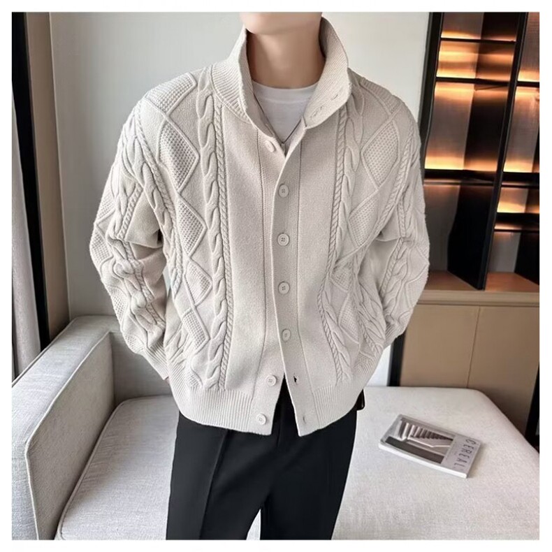 MM260-P68新款时尚潮流宽松百搭麻花针织外套图片