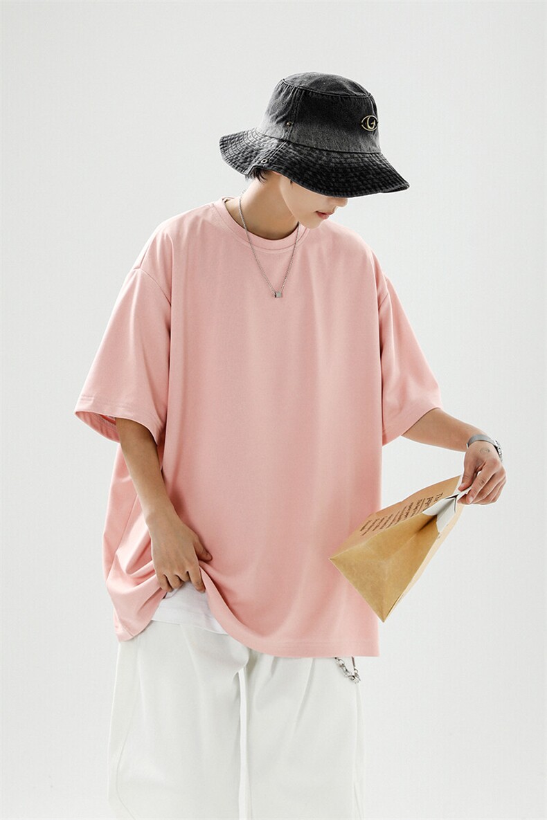 8XL-M高品质重磅棉光版纯色短袖T恤百搭款半截袖五分袖DX332特P23,男装T恤,电商D206-1
