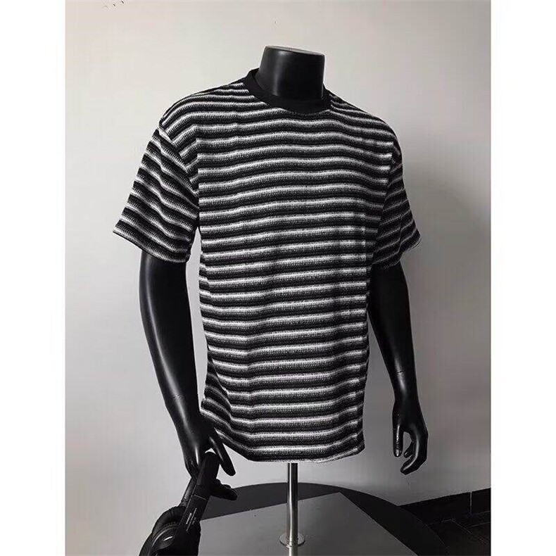 cleanfit条纹t恤男夏季小领口高级感短袖美式复古打底衫LT888-p40,男装T恤,星座1008