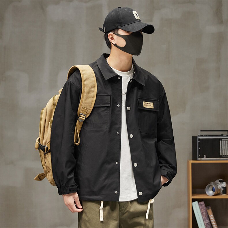 工装夹克男宽松落肩宽松纯色上衣外套DSA157B-JK733-P68,男装夹克,电商A157B