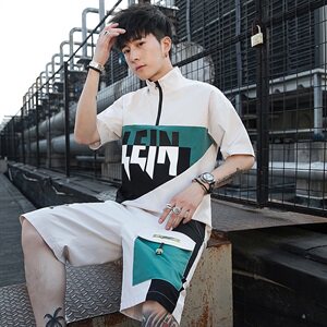2021新款男士夏装两件套青少年休闲宽松帅气短袖t恤套装T758-P55图片