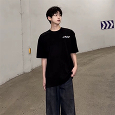 万针全刺绣工艺抖音得物高品质260克重磅纯棉双纱美式高街短袖T恤，男装T恤，电商A486