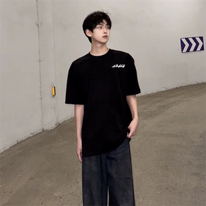 万针全刺绣工艺抖音得物高品质260克重磅纯棉双纱美式高街短袖T恤图片