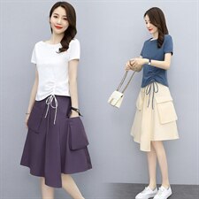 2025年夏季新款女装时尚休闲气质两件套套装，女装套装/套裙，关键词