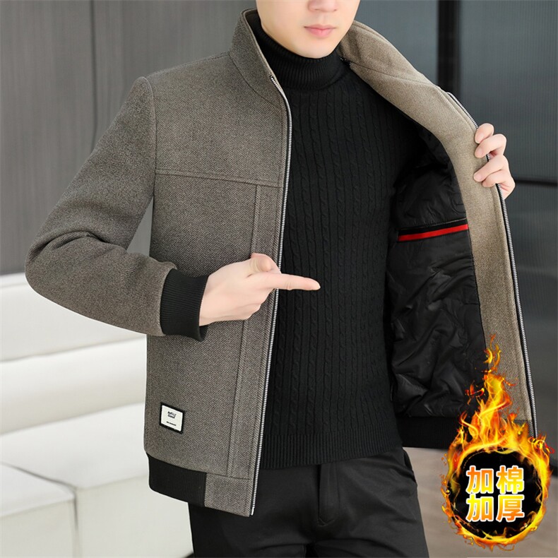 加棉加厚秋冬夹克男休闲百搭立领短款毛呢N7925-P140,男装夹克,星座310B-3