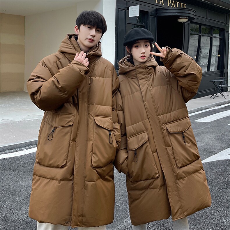 羽绒服男冬季新款港风长款连帽白鸭绒情侣外套YR928-P180(控价208,男装羽绒服,星座214-3