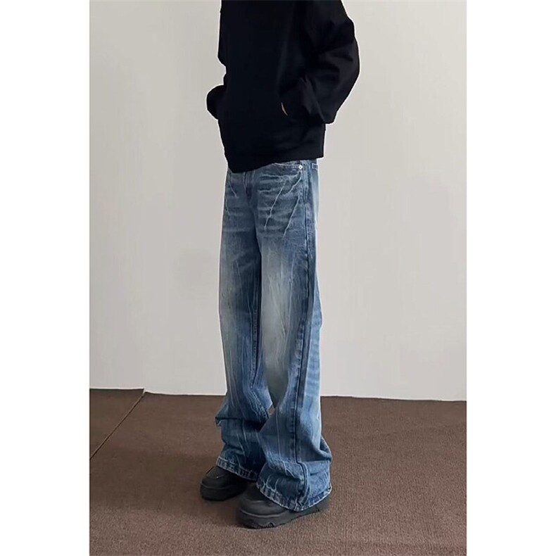 春季美式ins高街hiphop重工艺水洗直筒牛仔裤货号K2593P55,男装牛仔裤,电商A063