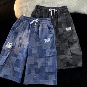 高街牛仔短裤男夏季五分裤牛仔布料短裤宽松版N1107P40图片