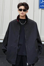 特批P55无差价时尚潮牌痞帅满天星条纹两面穿男大码夹克外套J2664，男装夹克，电商A001