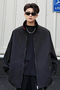 特批P55无差价时尚潮牌痞帅满天星条纹两面穿男大码夹克外套J2664图片
