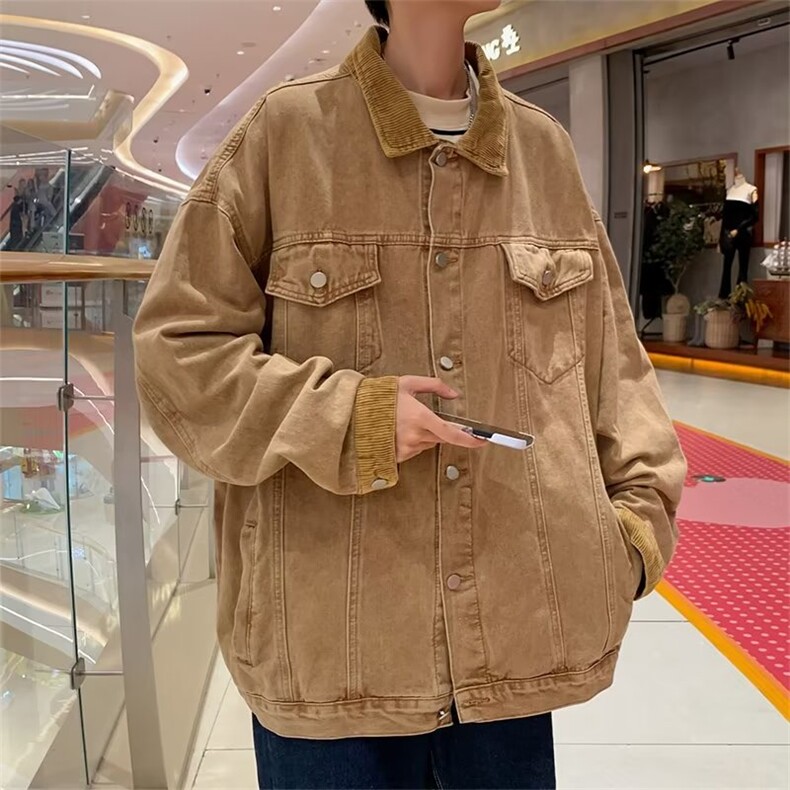 美式复古牛仔外套男秋季高街潮牌工装夹克宽松痞帅上衣JK8681-P68,男装工装外套,星座1008-2