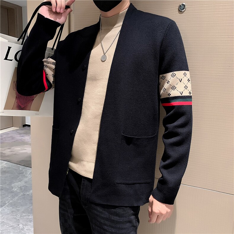 冬季新款高端毛衣外套潮流百搭休闲开衫毛衣6633#P135控175,男装针织衫/毛衣,星座1116A-2（原606A-1）