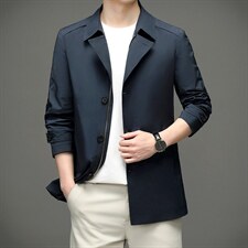 男士风衣2023秋季商务宽松上衣中年休闲翻领时尚百搭男装外套，男装风衣，电商B212（原钱塘6029）