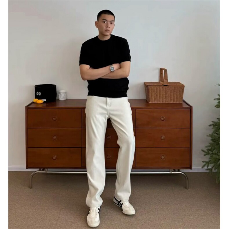 正肩T恤百搭老钱高弹针织衫短袖T6050-P30,男装T恤,星座1212