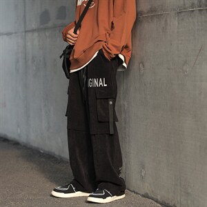 22秋 新款高端方格灯芯绒休闲宽松港风工装休闲裤 B266-X825-P60图片