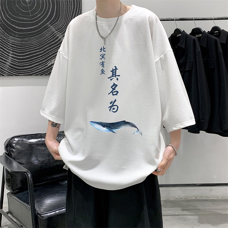 Q11261-P30春夏季七分袖t恤男大码五分袖男短袖中袖大皂风,男装T恤,电商A040