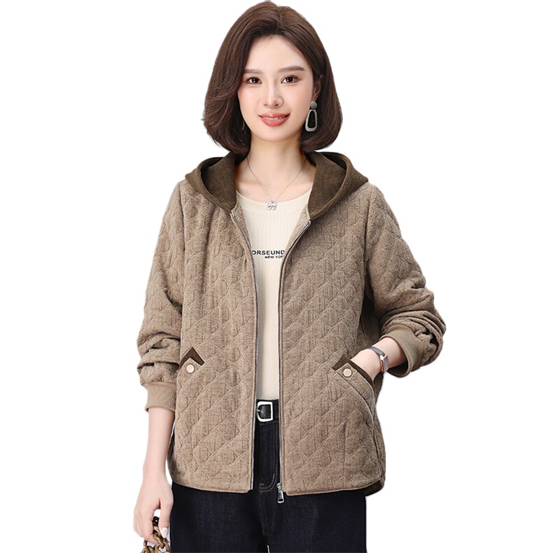 棉服女冬季保暖加厚棉衣妈妈小个子短款夹棉外套宽松大码休闲棉袄,女装短外套,鑫鑫格