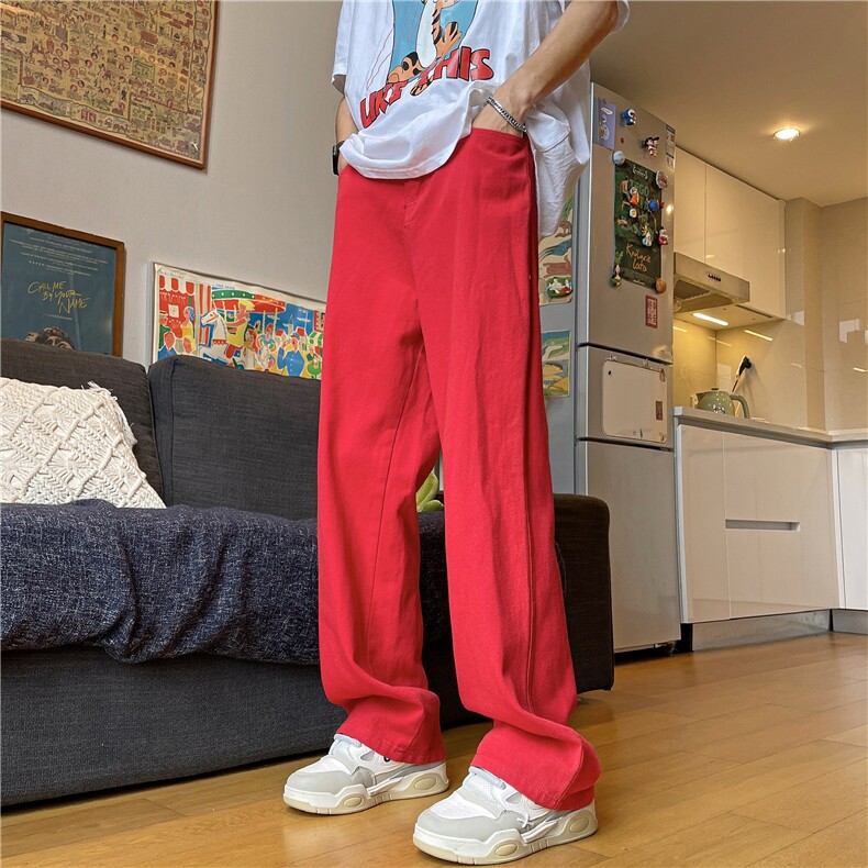 24年春夏季水洗高街vibe直筒宽松阔腿五色牛仔裤NZ2310-P55控78,男装牛仔裤,星座1002-1