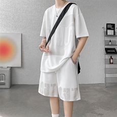 运动装男2025夏季新款港风宽松短袖短裤运动套装TZ9520-P55，男装休闲套装，星座214-3