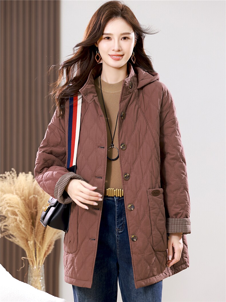 2025冬季时尚休闲夹棉加厚保暖舒适中长款棉服,女装棉衣/棉服,独衣靓