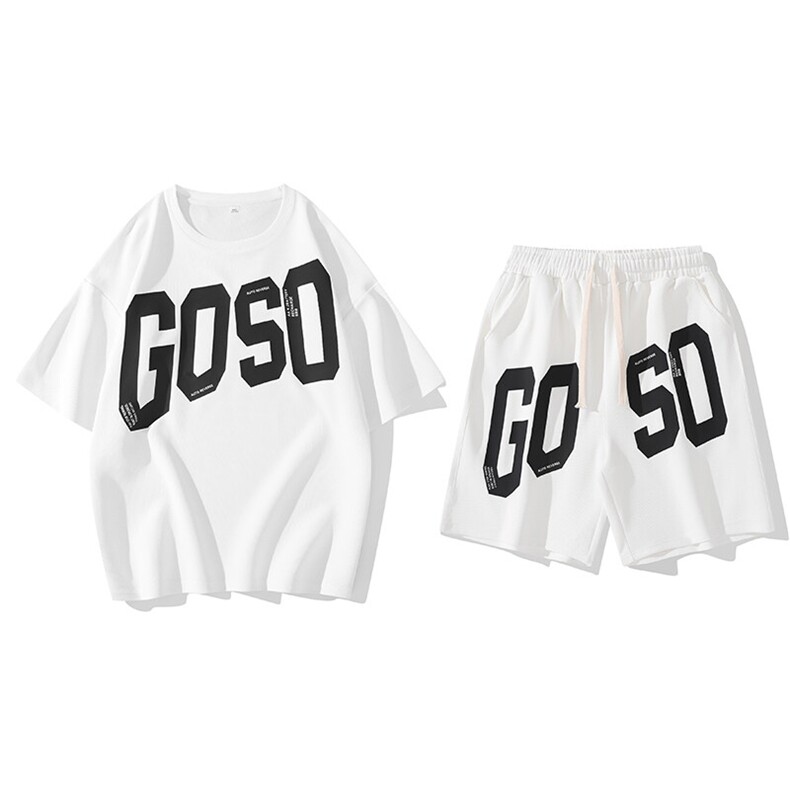 2025夏季新款运动服短袖T恤运动套装潮男痞帅一套搭配宽松短裤P45,男装T恤,星座1113