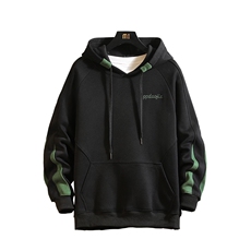 2019冬季新日系砖墙大码刺绣拼接连帽加绒加厚卫衣男W652-P60，男装卫衣，电商A001