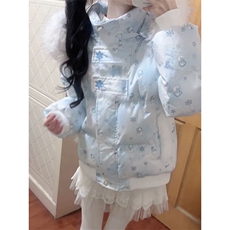 1506A/G79230/P99奶呼呼甜爱满印雪人毛领连帽棉服女冬季1，男装棉衣，星座1506A