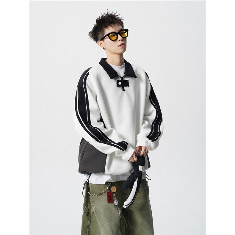 1可二开半拉链卫衣50棉50涤纶M-5XL大码POLO衫翻领卫衣WY78116P65，男装Polo衫，星座226-2