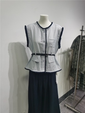 2025时尚百搭拼色无袖衬衣裤子百搭时尚，女装衬衫，翩雅女装供货