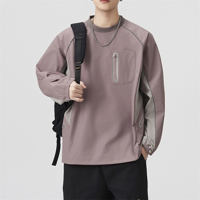 秋季现货宽松返光拉链圆领套头卫衣男DSA157B-W6750-特P55,男装卫衣,电商A157B