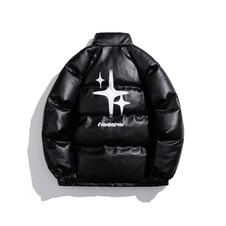 白底鳄鱼纹可拆卸双四角芒星胸针设计休闲棉衣男MY77734P128控168，男装棉衣，星座227-7