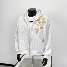 美式复古枫叶刺绣卫衣男女小众设计感休闲潮百搭外套914-4-W05，女装短外套，星座914-4