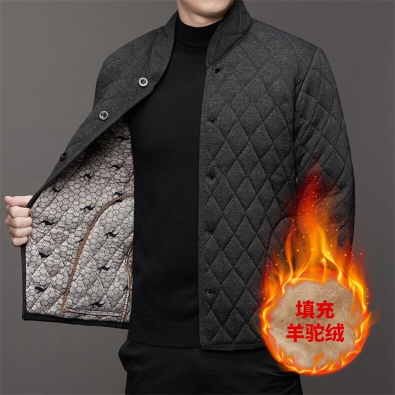 秋冬羊驼绒男士棉袄加绒加厚中老年棉衣外套内搭爸爸棉服冬装图片