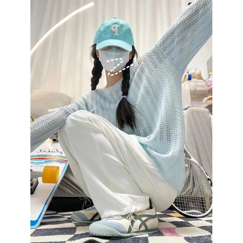 【网图】蓝色镂空外搭防晒罩衫女夏季薄款针织长袖CN01WW-特P45,针织衫/毛衣,星座1007（原301D）