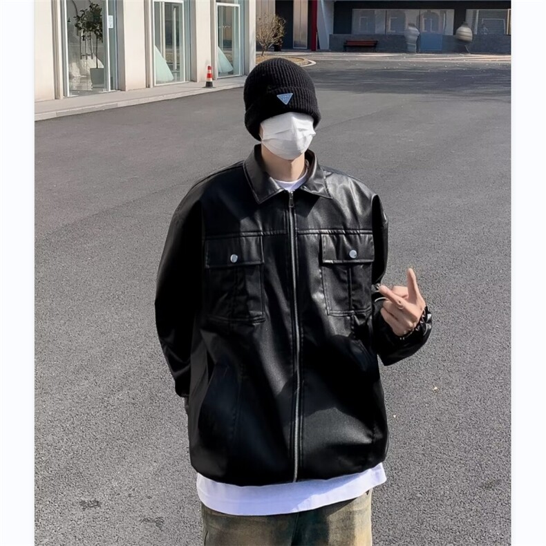 PU皮衣男士韩版潮流高街帅气秋季百搭2024新款ins外套W5590-P68，男装皮衣，星座412-3