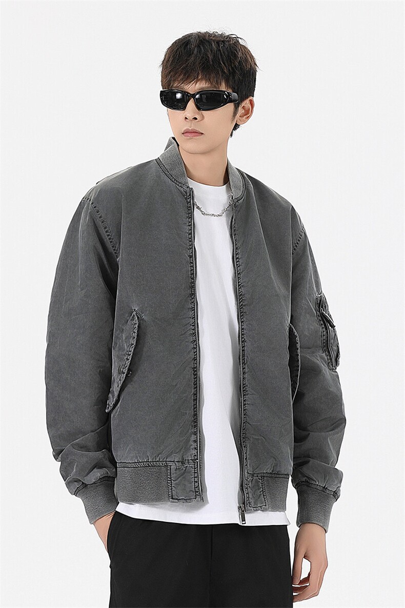 美式复古做旧开拉链衫外套宽松棒球服夹克A436-0627-P115158,男装夹克,电商A436
