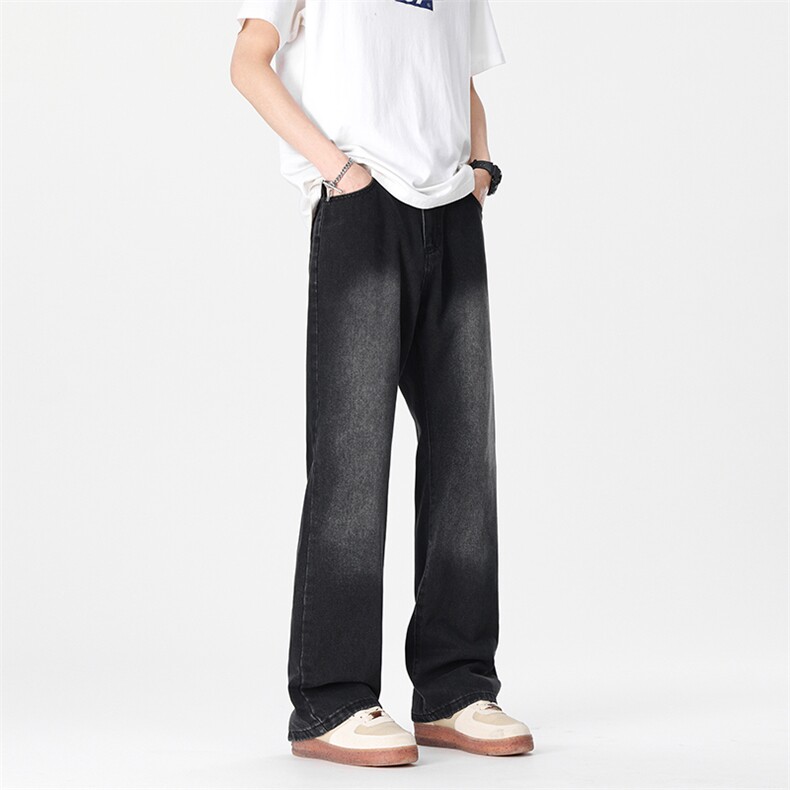 美式复古男女微喇牛仔裤日系百搭弯刀裤xz405-k2003-P5078,男装牛仔裤,星座405