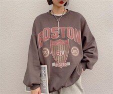 2021年冬装新款韩版宽松加绒加厚卫衣，女装卫衣/绒衫，咖啡色