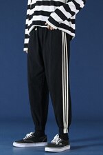 2021秋季新蒙马特港风大码男日系条纹九分棉麻休闲裤K2001-P35，男装休闲裤，电商A001