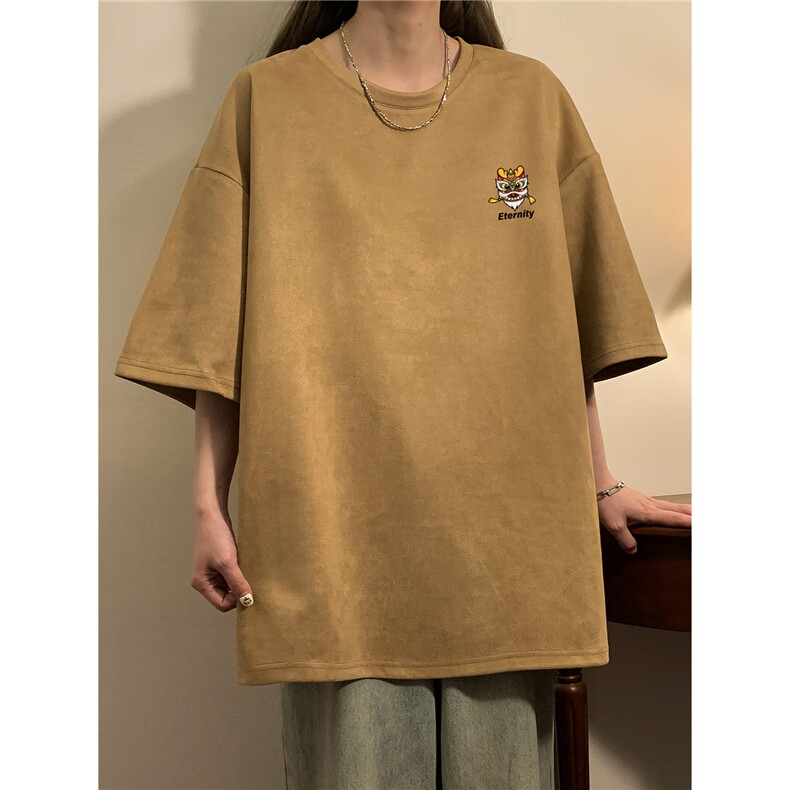 中性2026夏装新款宽松麂皮绒短袖T恤男女情侣装大码半袖衫S301P25,男装T恤,电商A233-1