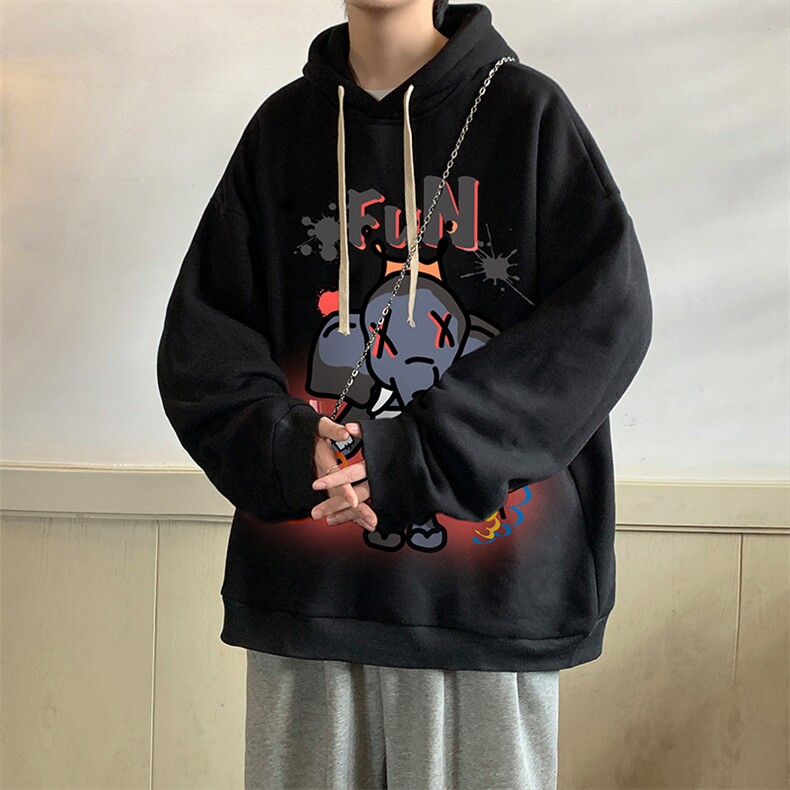 纯棉连帽卫衣男大码运动帽衫宽松薄WY2221-P35加绒款-P40,男装卫衣,电商A040