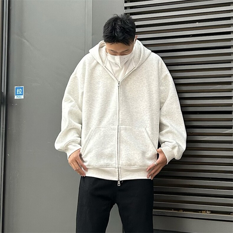 抖音得物高品质二开350克秋冬双头双拉链卫衣开衫外套W74图片