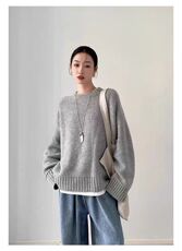 2025年秋季新款百搭反为正圆领套衫，女装针织衫/毛衣，恒恩羊绒