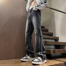 秋季美式ins高街hiphop微喇扎染牛仔裤货号K2313P55控78，男装牛仔裤，电商A063