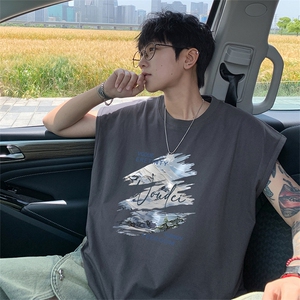 可48小时发货支持抖音得物来样二开240克重磅美式纯棉背心无袖t恤图片