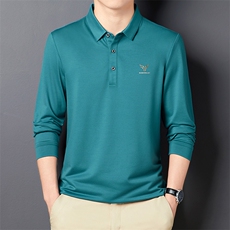 长袖t恤男潮流春季新款打底衫翻领烫钻上衣服体恤春秋纯色POLO衫，男装Polo衫，电商B212（原钱塘6029）