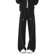 W9676-P68网图现货新款美式复古明线设计直筒牛仔裤，男装牛仔裤，星座1608-2